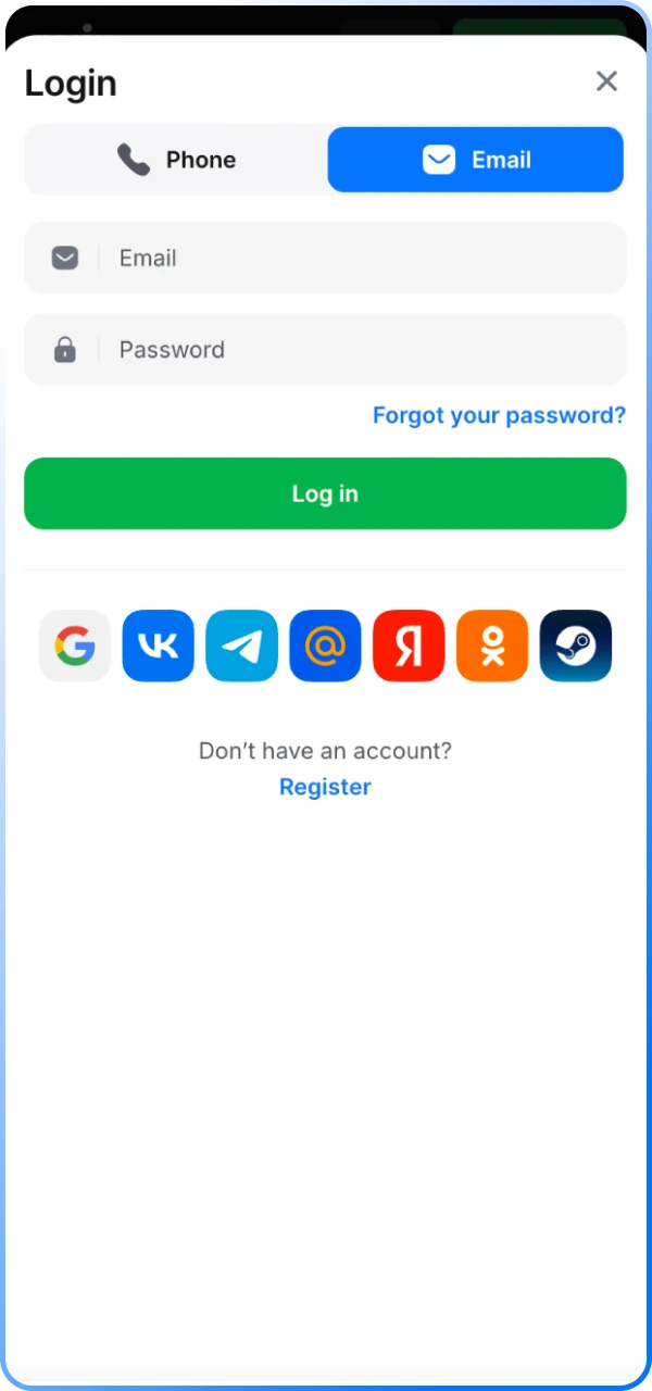 Log in to make your first deposit at 1win online casino.