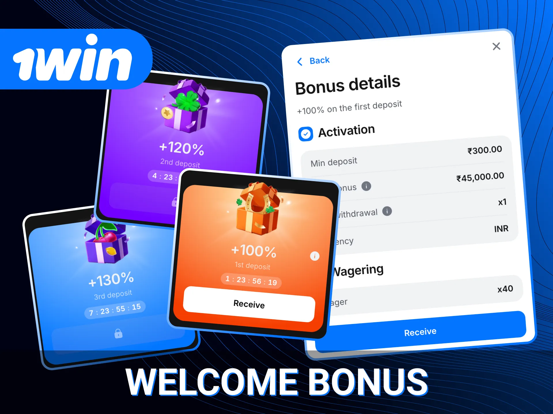 Welcome bonus at 1win