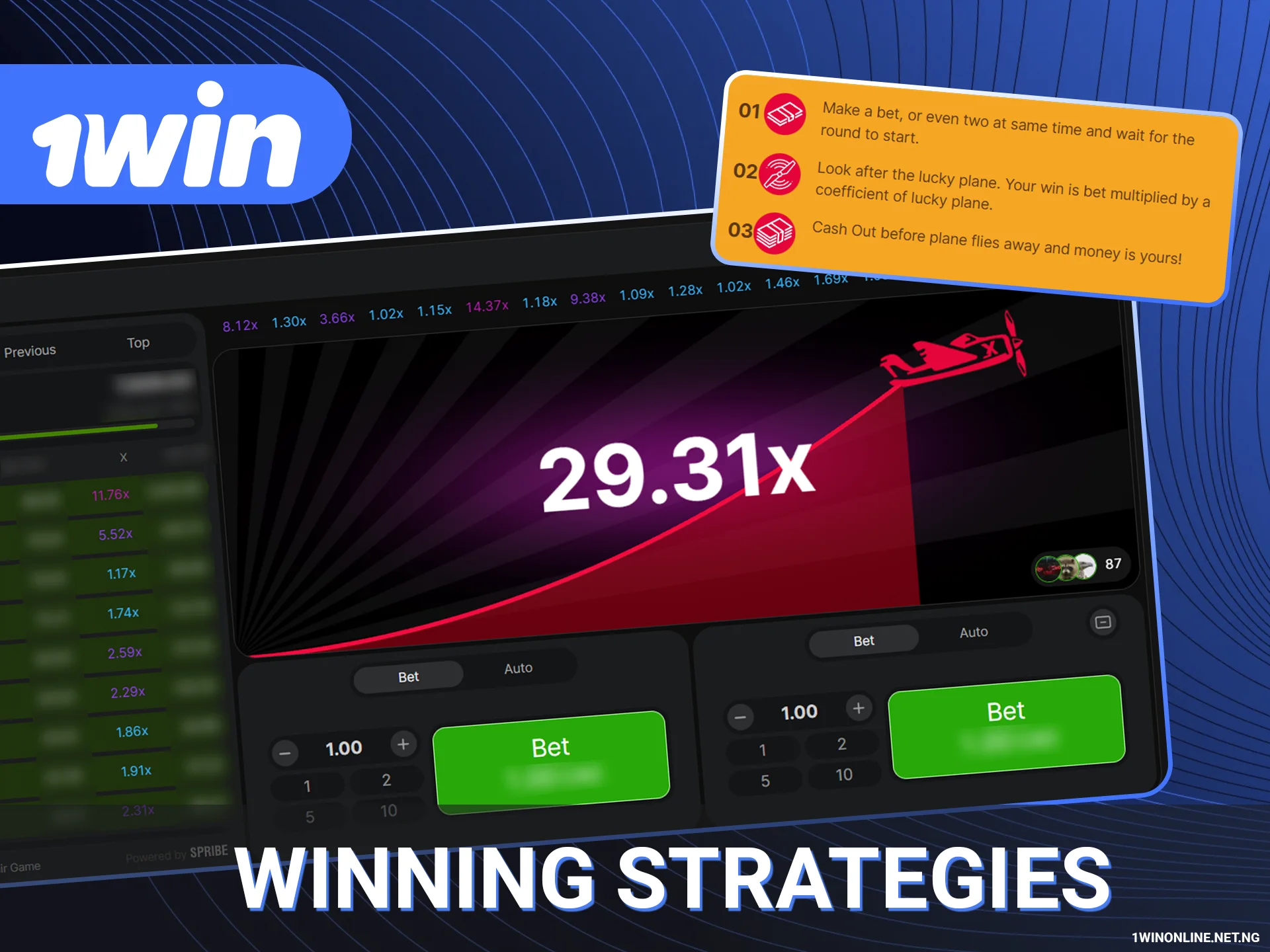 Aviator winning strategies on 1win site.