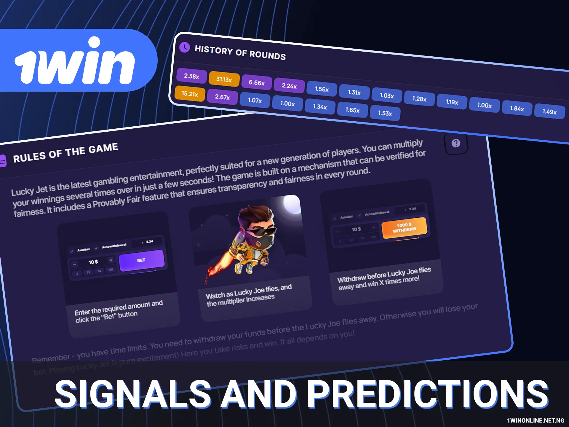 Check Lucky Jet signals on 1win site.